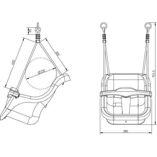 Babyschaukel Grau / weiß mit Sitz