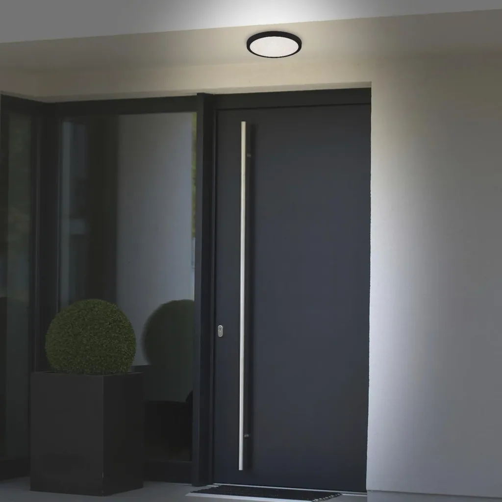 LED Außenleuchte mit Sternencover und schwarzem Metallrahmen, IP44, 18,5 Watt, 2.000 lm, 4.000 K