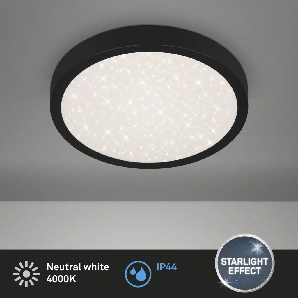 LED Außenleuchte mit Sternencover und schwarzem Metallrahmen, IP44, 18,5 Watt, 2.000 lm, 4.000 K