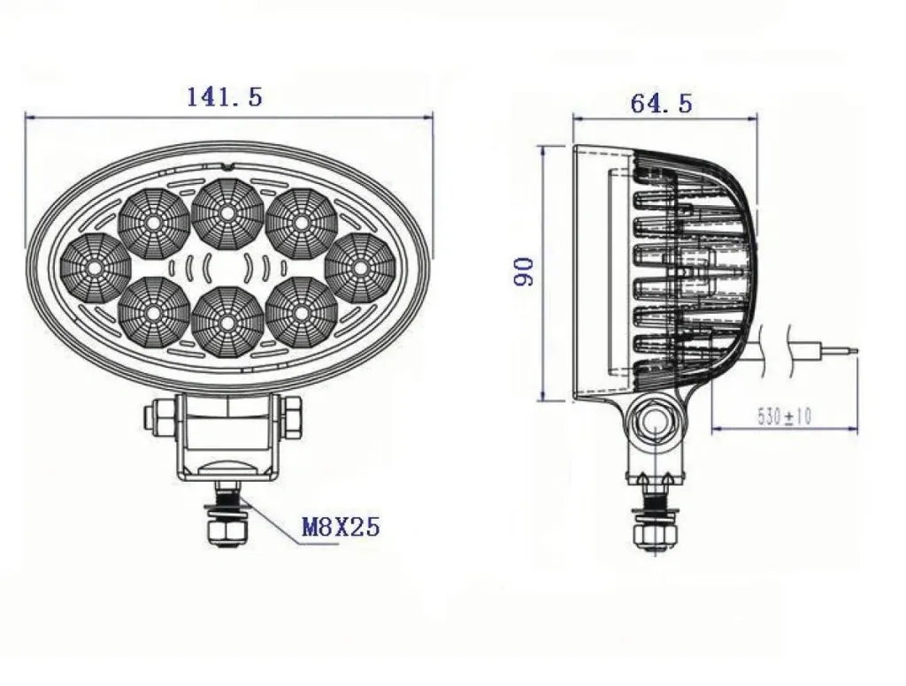 LED-Arbeitsscheinwerfer, oval, 3000 Lumen