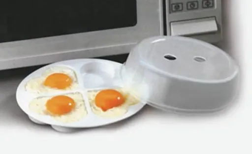 Mikrowellen-Pfanne für Eier, "Blitzeier-Pfanne", Weiß