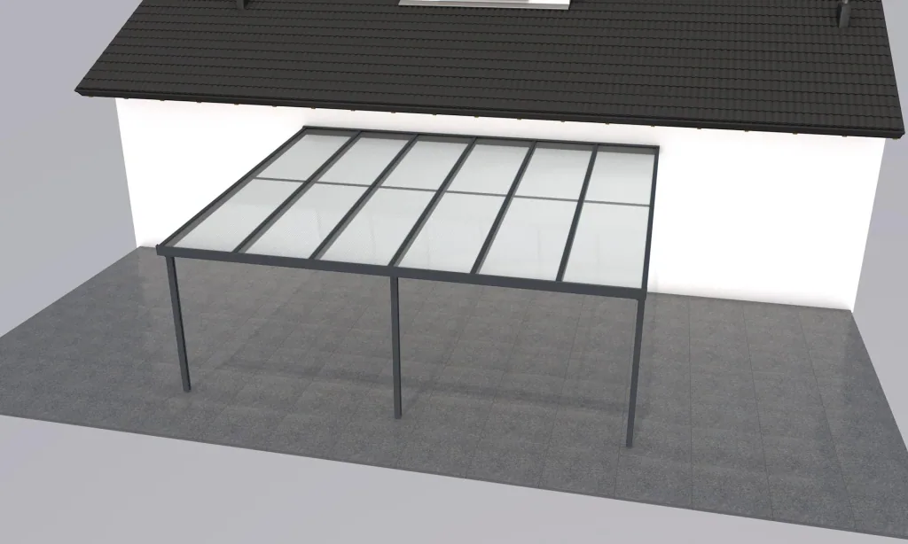 Terrassendach Premium, anthrazit, 6110 x 5060 mm - Klima blue