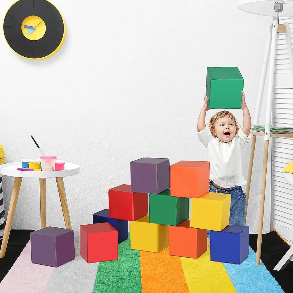 Bausteinset 12er-Set Schaumstoff Bausteine Bauklötze Bauspielzeug für Kinder Schaumstoffblöcke für 1-3 Jahre alt Kinder