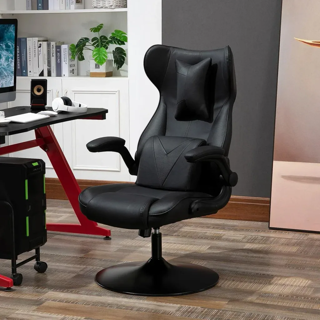 Gaming Stuhl Ergonomischer Computerstuhl Bürostuhl Schreibtischstuhl mit Wippenfunktion und Lendenkissen Drehstuhl höhen