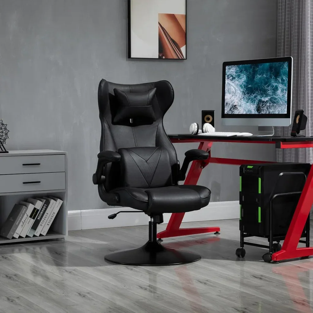 Gaming Stuhl Ergonomischer Computerstuhl Bürostuhl Schreibtischstuhl mit Wippenfunktion und Lendenkissen Drehstuhl höhen