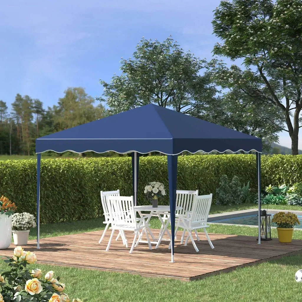Partyzelt Pavillon höhenverstellbar blau 2,95 x 2,95 x 2,60 m