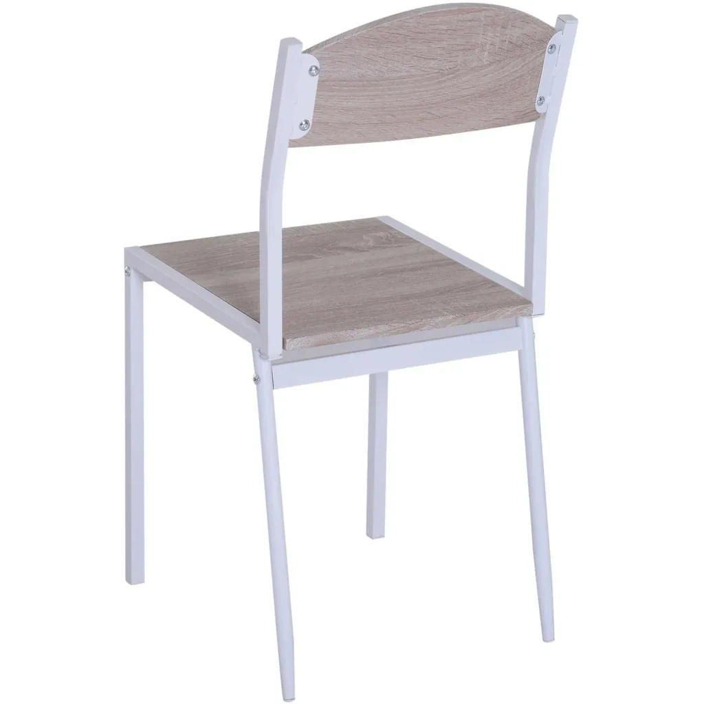 5-teilige Essgruppe Sitzgruppe Esstisch Set Holzmaserung MDF + Metall Grau + Weiß mit 1 Tisch + 4 Stühlen