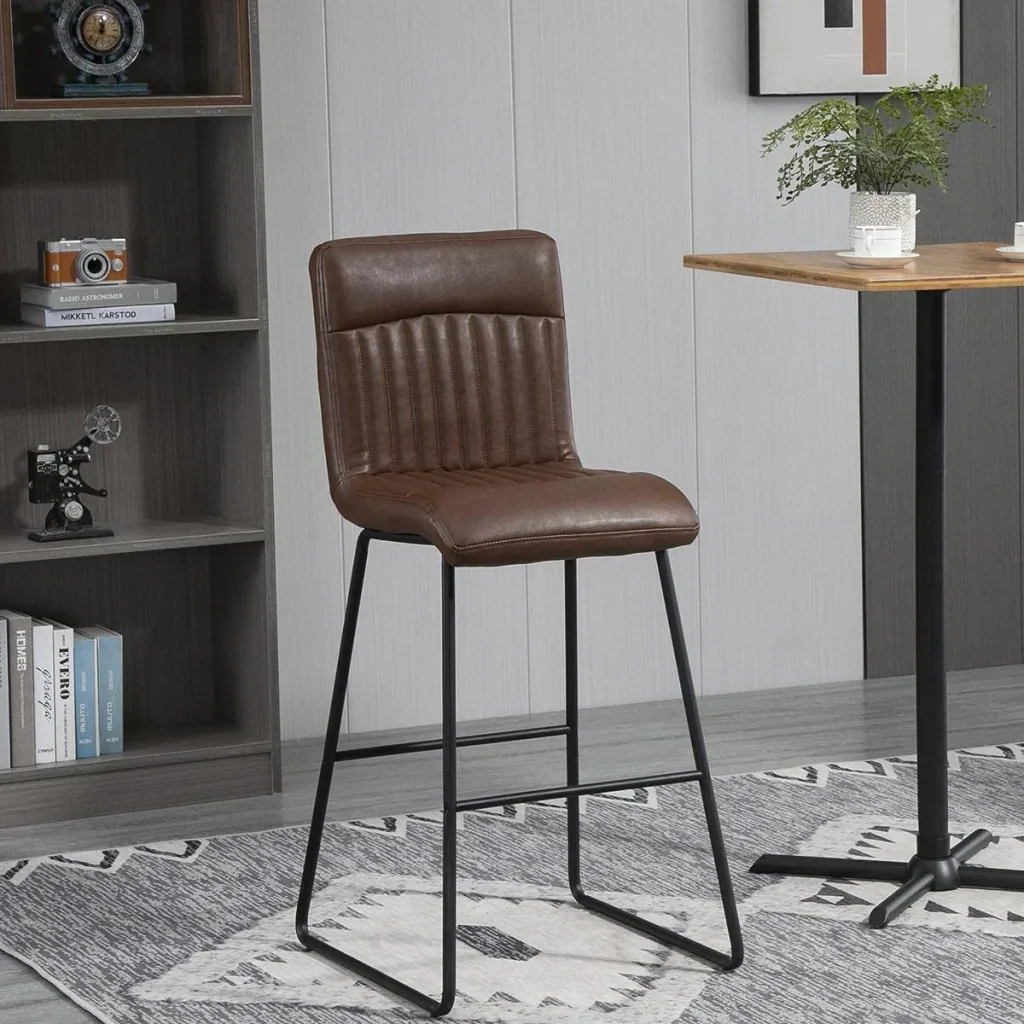 Barhocker Barstühle mit Rückenlehne Esszimmerstühle PU-Kunstleder Schaumstoff Metall Braun+Schwarz 54 x 57 x 112 cm Ruts