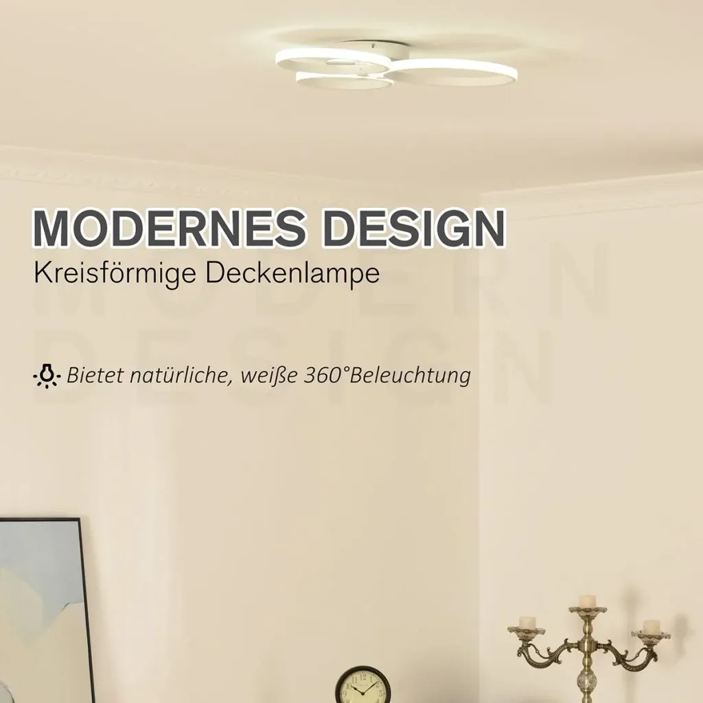 Deckenleuchte mit drei kreisförmigen Lampenbändern silber/weiß