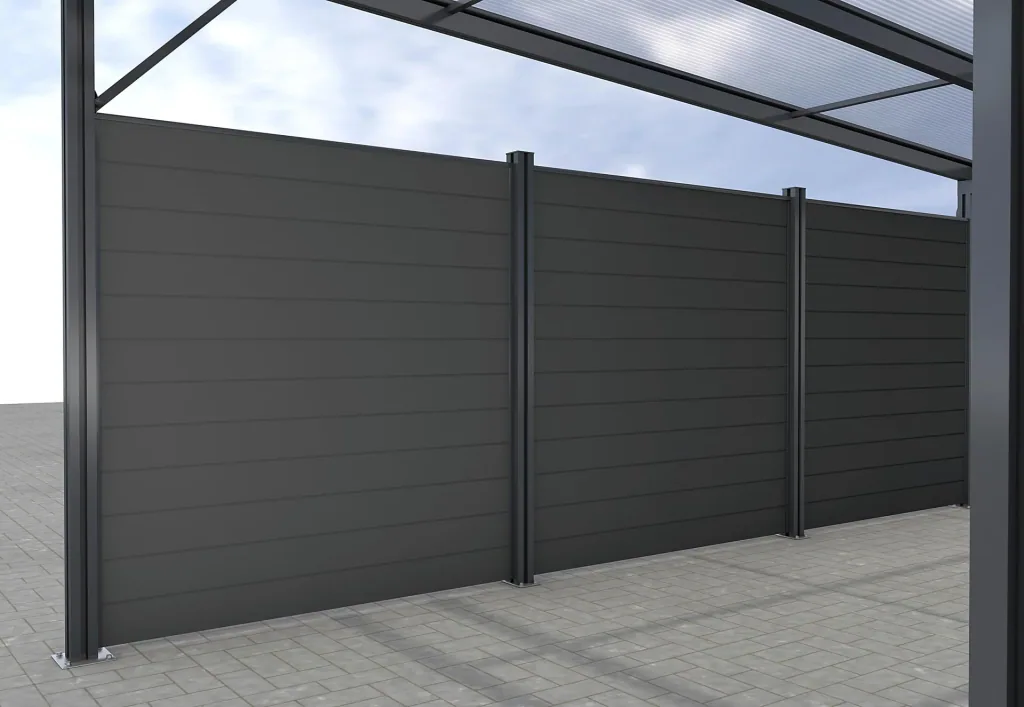 Seitenwand für Carports, anthrazit, 5,82 x 1,86 m, WPC Dielen dunkelgrau