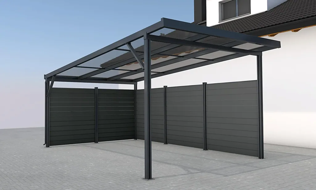 Seitenwand für Carports, anthrazit, 5,82 x 1,86 m, WPC Dielen dunkelgrau