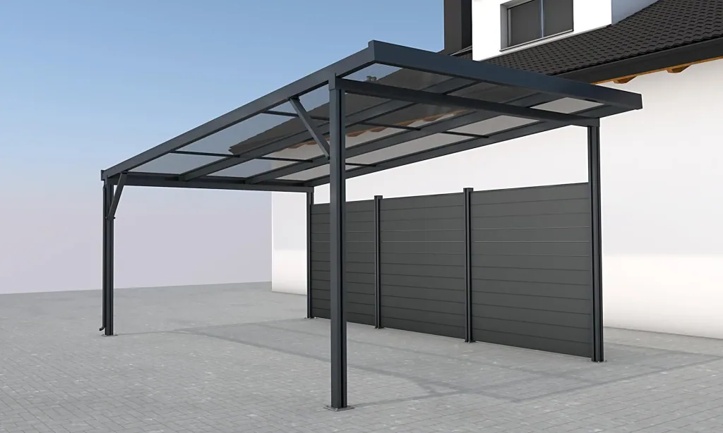 Seitenwand für Carports, anthrazit, 5,82 x 1,86 m, WPC Dielen dunkelgrau