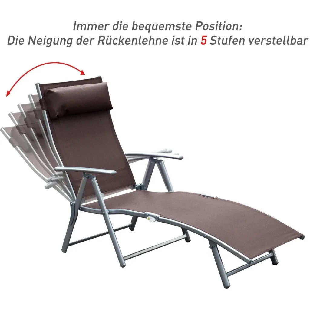 Sonnenliege Strandliege Gartenliege Relaxliege klappbar mit Kissen Braun 137 x 63,5 x 100,5 cm