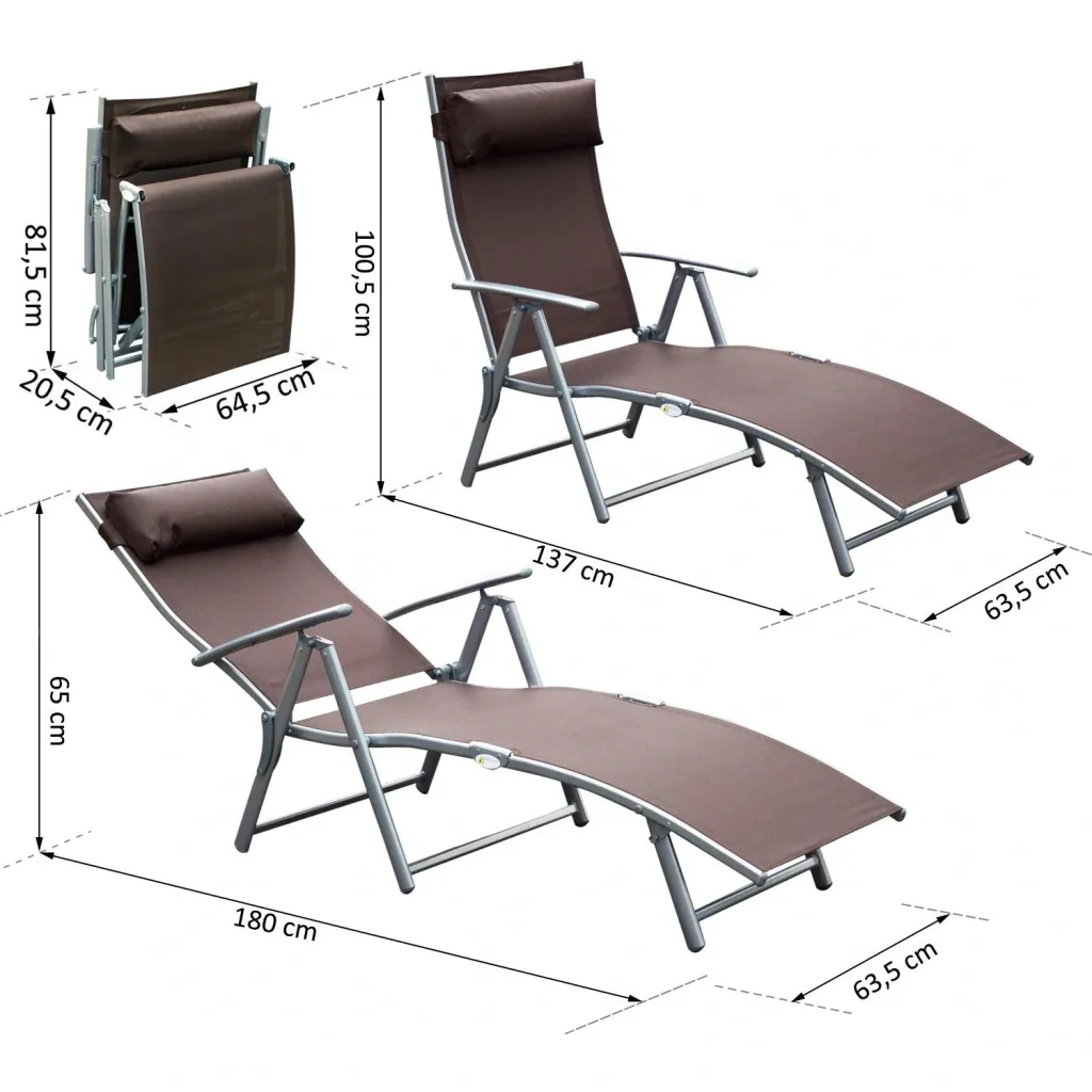 Sonnenliege Strandliege Gartenliege Relaxliege klappbar mit Kissen Braun 137 x 63,5 x 100,5 cm