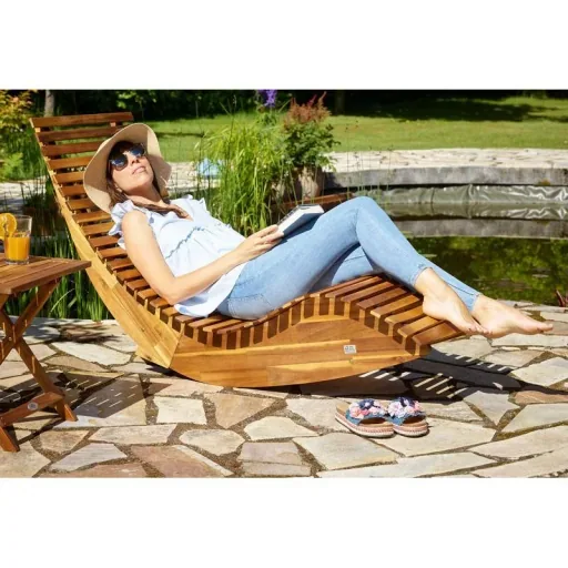 Ergonomische bequeme Liege Schaukel für Garten - Akazienholz FSC zertifiziert - 150x60x93cm