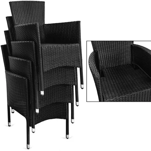 Garten-Set Polyrattan Milan 6+1 Set - Schwarz