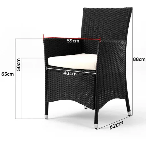 Garten-Set Polyrattan Milan 6+1 Set - Schwarz