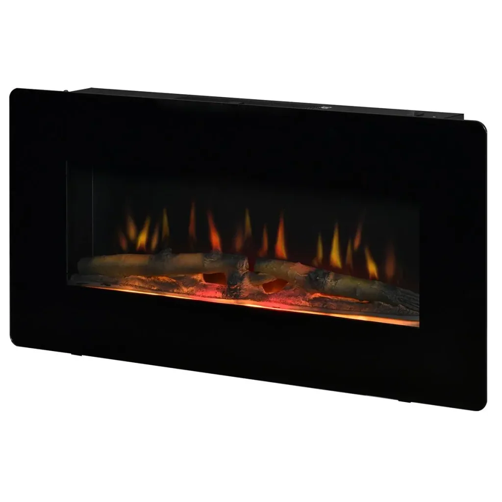Elektrokamin Standkamin Kaminofen mit Flammeneffekt 1800/2000W Metall gehärtetes Glas Schwarz 91,4 x 11 x 44 cm