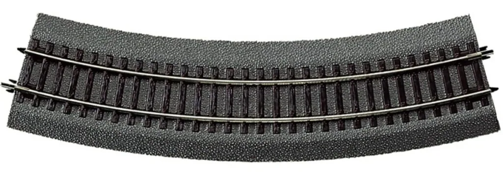 6 Stück Gebogenes Gleis R3 mit Bettung, Radius 419,6 mm, Bogenwinkel 30°