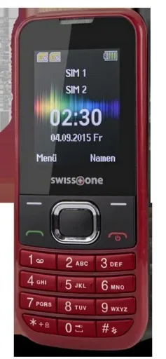 Mobiltelefon SC 230 rot mit Dual Sim, Bluetooth, Taschenlampe, Farbdisplay, Freisprechfunktion