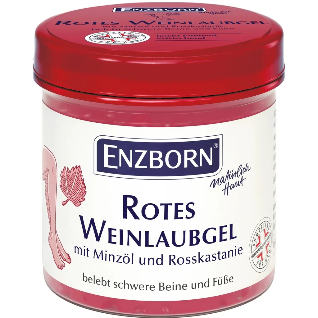 ENZBORN Rotes Weinlaubgel – leicht kühlendes Pflege-Gel für schwere Beine & Füße, 200 ml