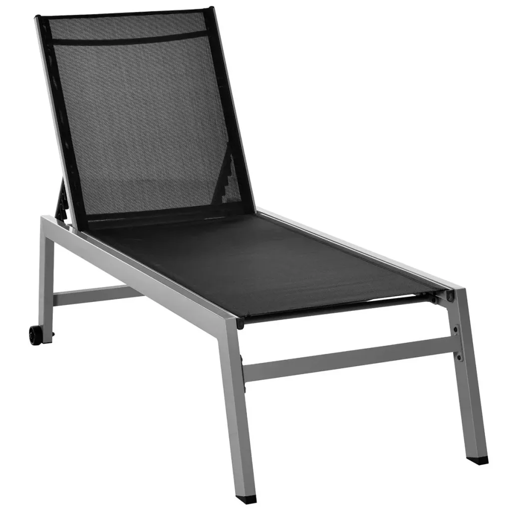 Sonnenliege, Gartenliege, 5-stufige Rückenlehne, Aluminium, Schwarz, 169 x 65 x 102 cm