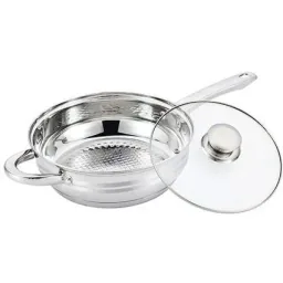 Töpfe und Pfannen - 12 Stück - Mit Untersetzern und Deckeln - Bratpfanne - Fritteuse - Eintopf - Silber