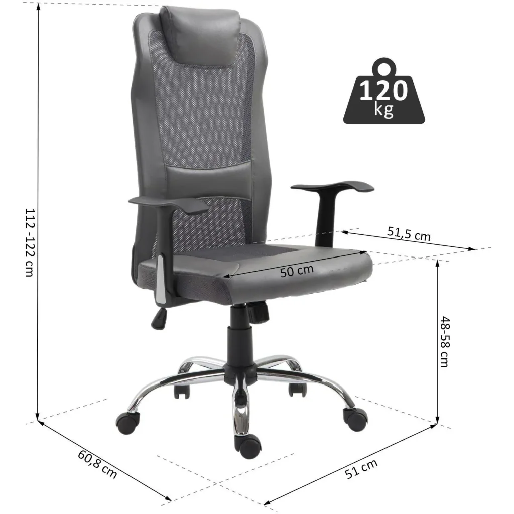 Bürostuhl höhenverstellbar Chefsessel Schreibtischstuhl Gaming Stuhl ergonomisch PU grau