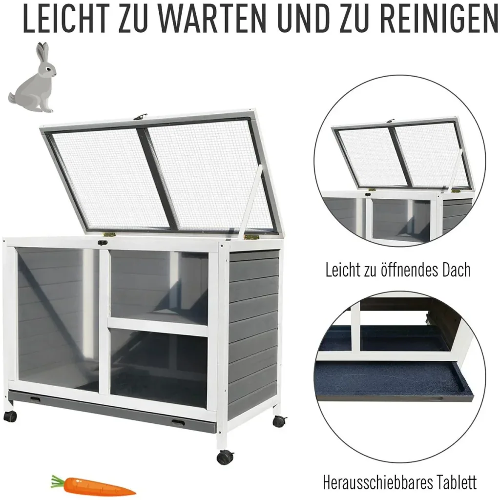 Kaninchenstall mit Rollen natur