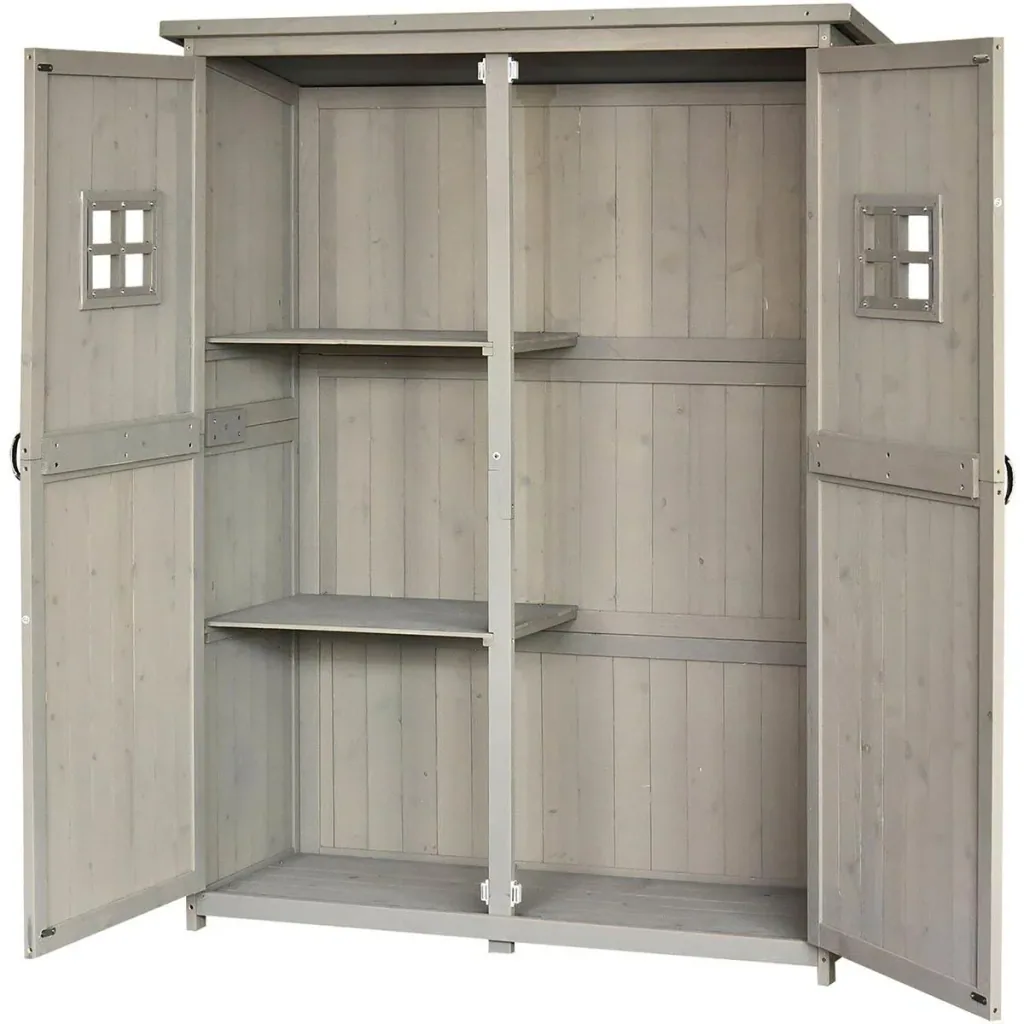 Geräteschuppen Gerätehaus Geräteschrank Pultdach Garten Holz Grau 127,5x50x164cm