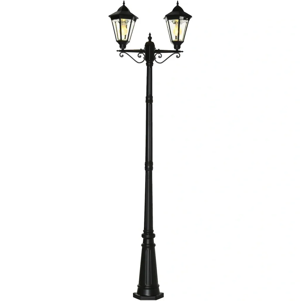 Solar Lampenmast - Doppelt - Schwarz - 22 x 72 x 248 cm
