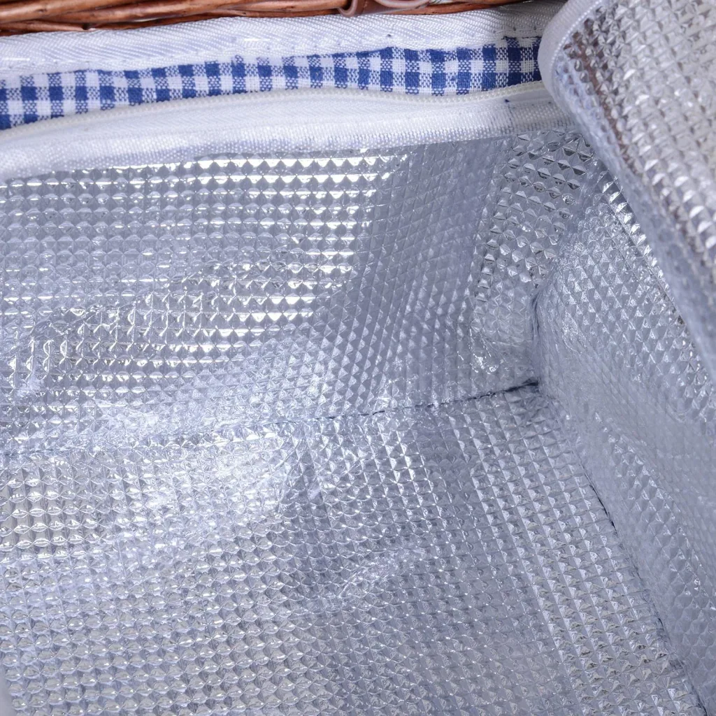 Picknickkorb für 4 Personen Picknickkoffer Picknickset mit Kühltasche Utensilien Glas Braun 54 x 34 x 20 cm
