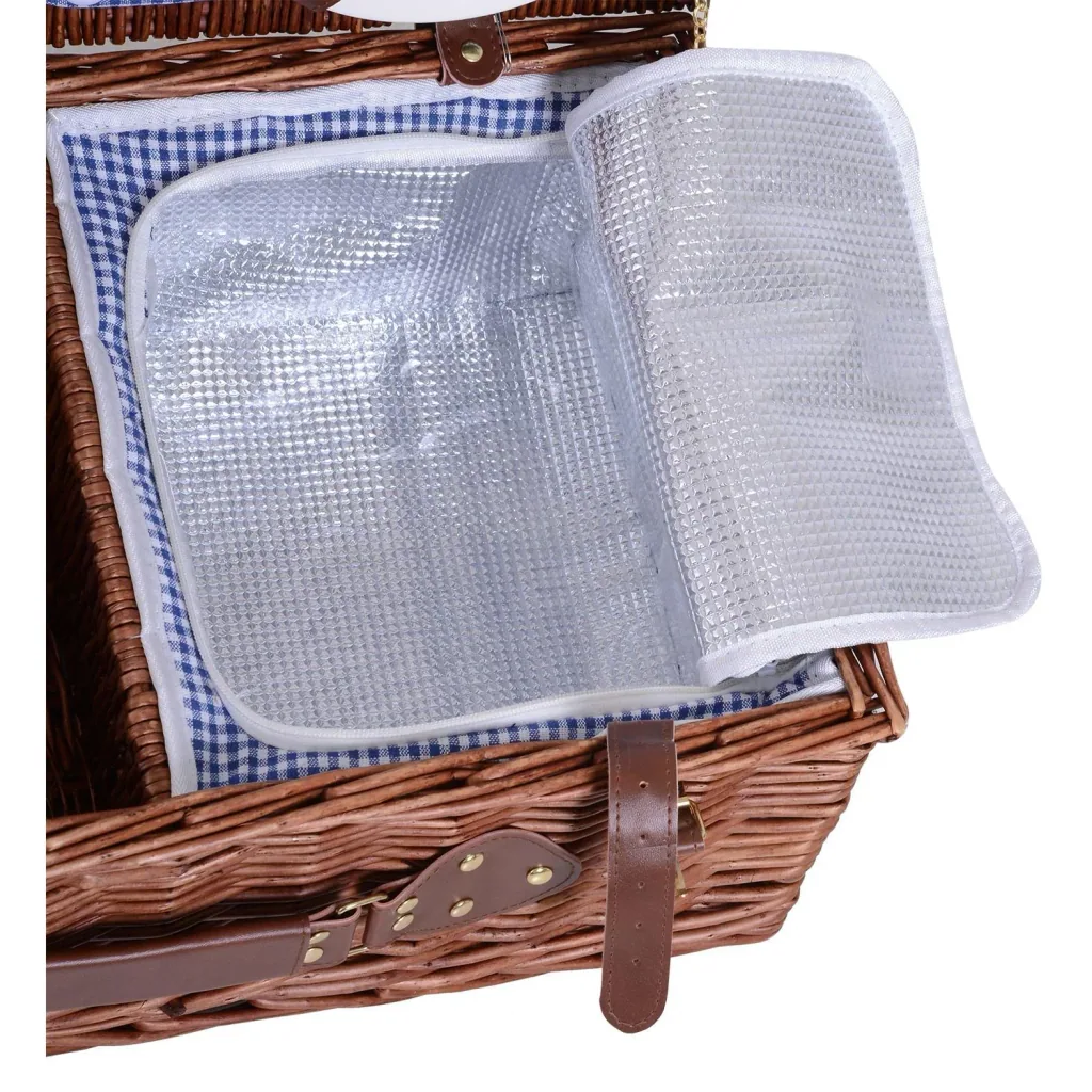 Picknickkorb für 4 Personen Picknickkoffer Picknickset mit Kühltasche Utensilien Glas Braun 54 x 34 x 20 cm