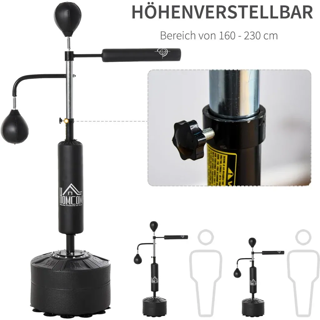 3-in-1 Boxstand mit 2 Speedbällen schwarz