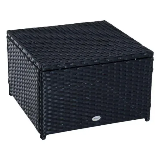 4-tlg. Polyrattan Gartenmöbel Sitzgruppe Lounge mit Kissen Schwarz 1 x Doppelsofa 1 x Couchtisch 2 x Hocker