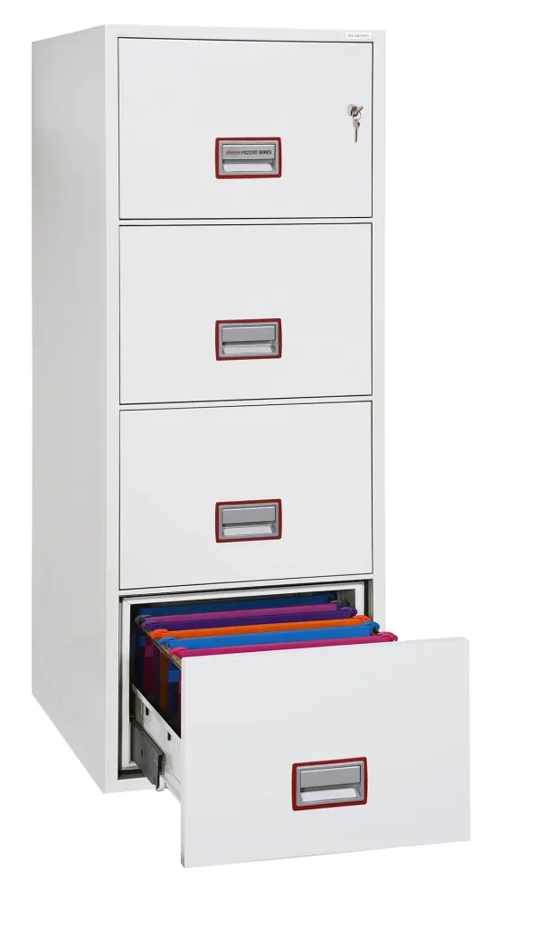 Aktenschrank World Class Vertical Fire File mit 4 Schubladen und Schlüsselschloss