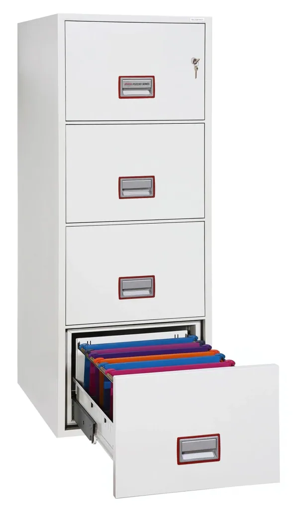 Aktenschrank World Class Vertical Fire File mit 4 Schubladen und Schlüsselschloss