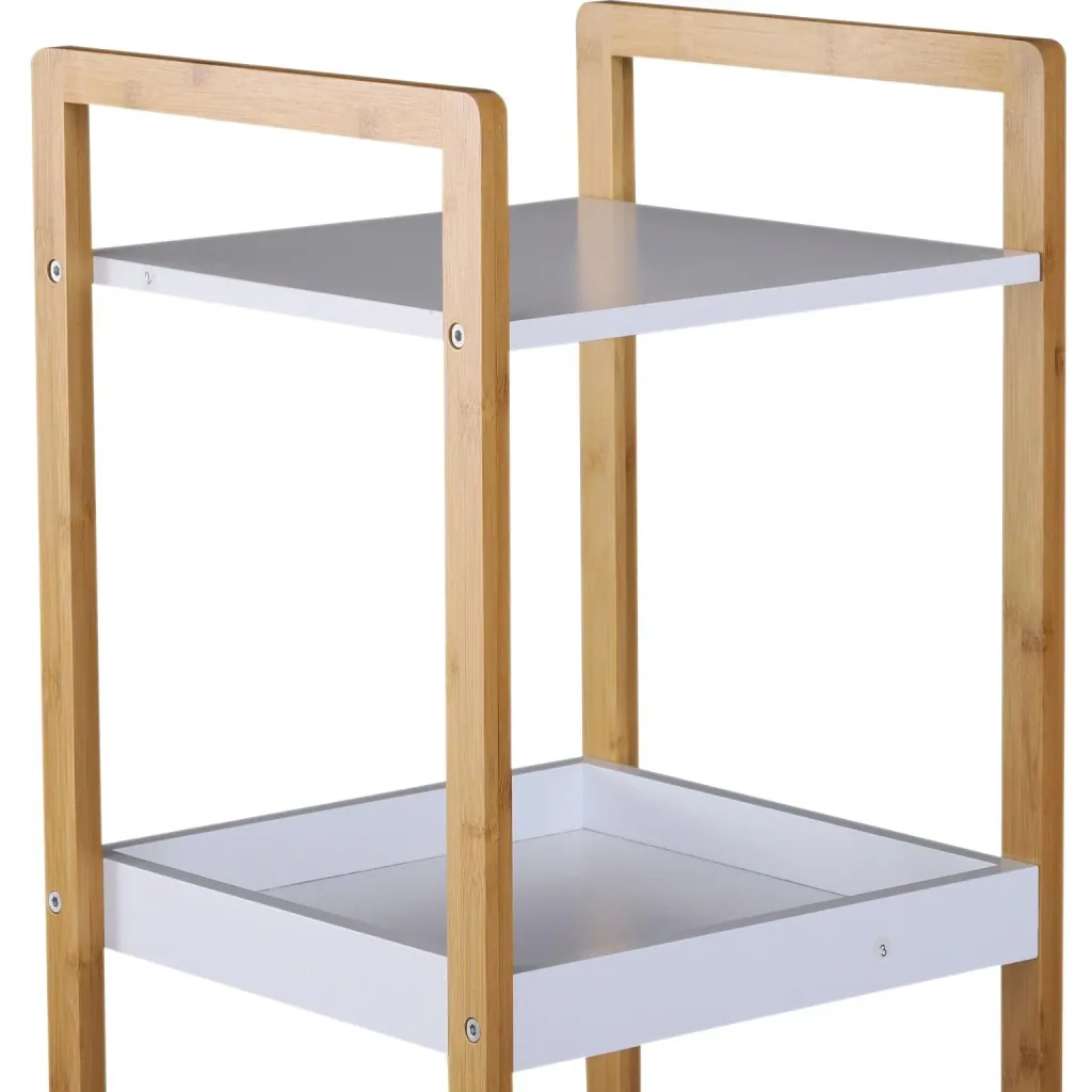Badregal Standregal Lagerregal Küchenregal 5 Ablagen Bambus + MDF 32 x 30 x 130 cm