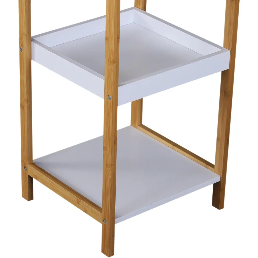 Badregal Standregal Lagerregal Küchenregal 5 Ablagen Bambus + MDF 32 x 30 x 130 cm