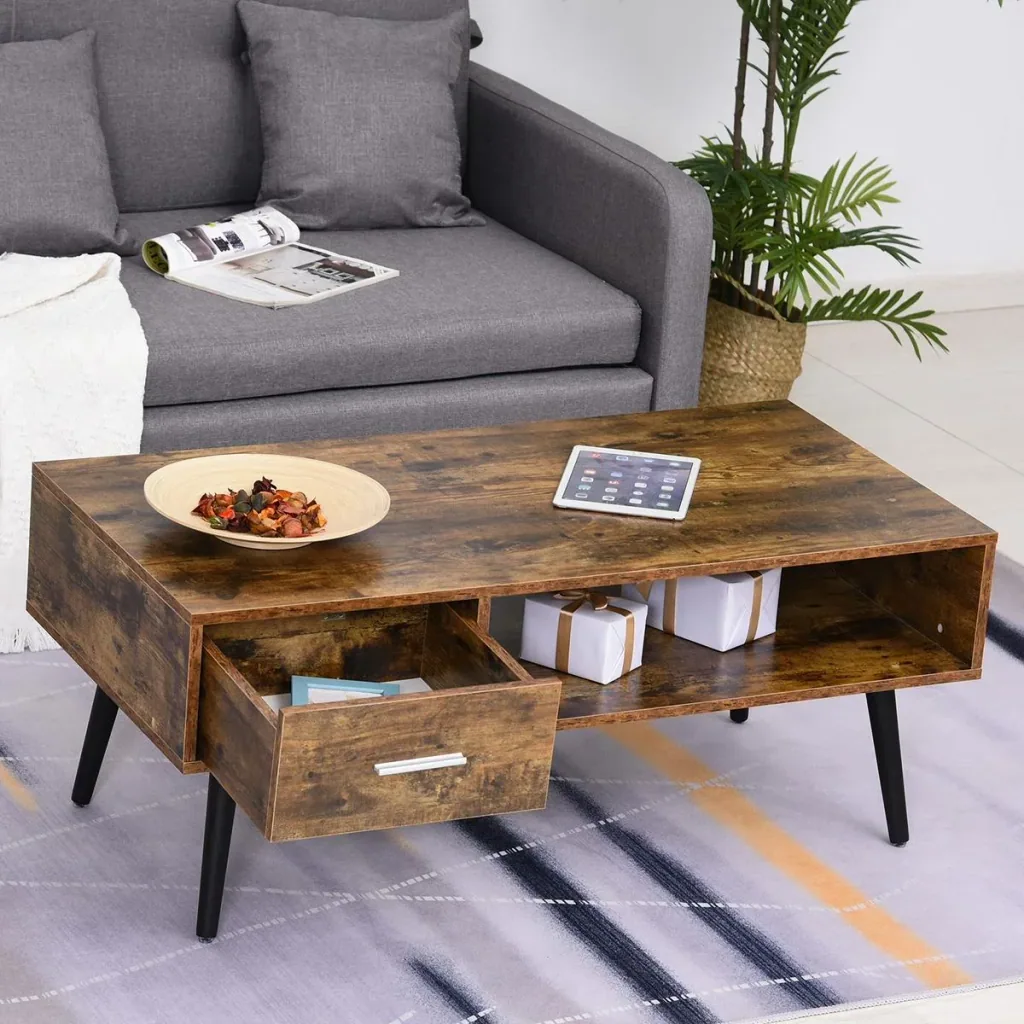 Couchtisch im Vintagestil vintageholzfarbig, schwarz