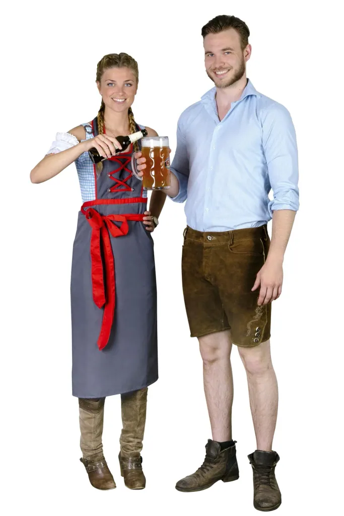 Schürze für Damen, Farbe grau/rot, Einheitsgröße