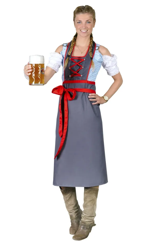 Schürze für Damen, Farbe grau/rot, Einheitsgröße