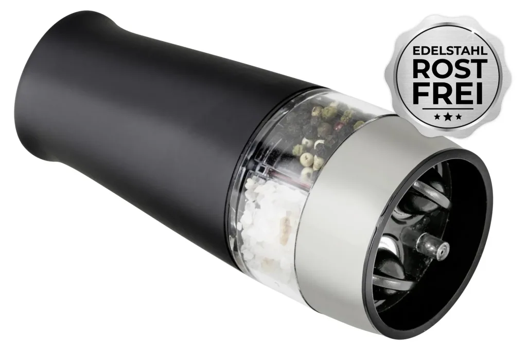 2 in 1 Elektrische Mühle mit Licht, Schwarz