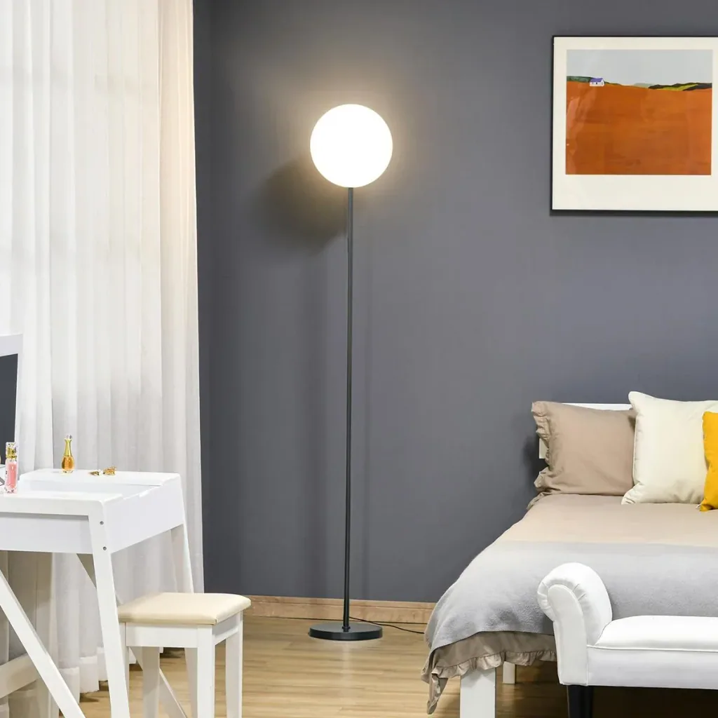 Stehlampe mit LED um 90 Grad verstellbar abnehmbarer Lichtmast Lampe Metall Acryl Schwarz Ø28 x 171,5 cm