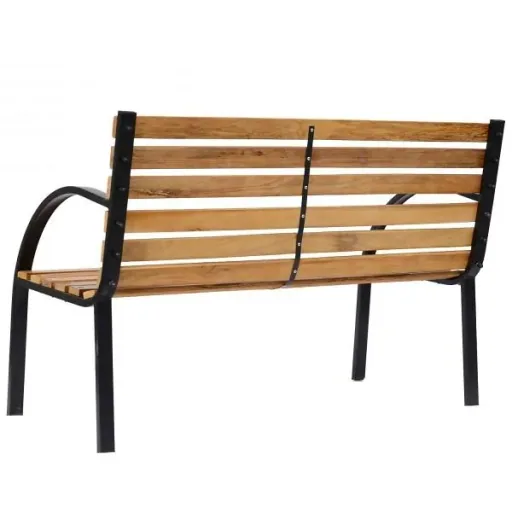 Gartenbank Sitzbank Parkbank 2-Sitzer Stahl+Holz Natur