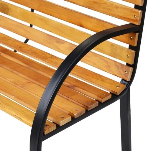 Gartenbank Sitzbank Parkbank 2-Sitzer Stahl+Holz Natur