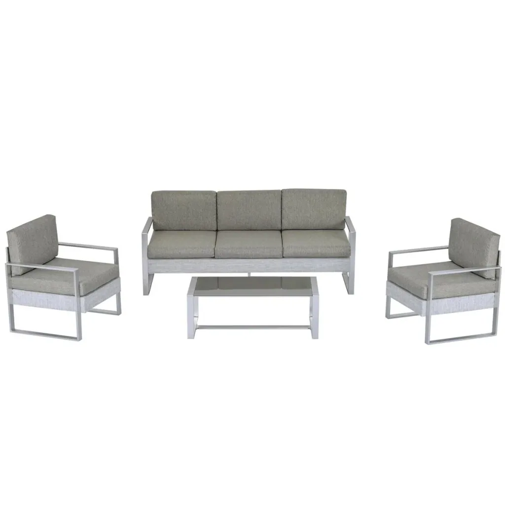 4-TLG. Gartenmöbel Gartensofa Set Garten-Lounge-Set mit Rückenlehne und Armlehne Metalldrehverfahren Garten Garnitur Sit