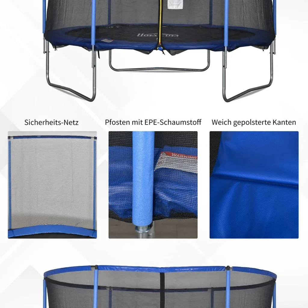 Trampolin mit Sicherheitsnetz blau, schwarz