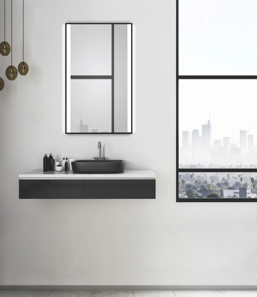 Badezimmerspiegel mit Beleuchtung, "Black Shine" - 120 x 70 cm