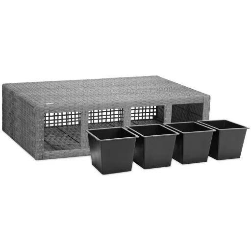 Polyrattan Pflanzgefäß grau 95x27x60cm
